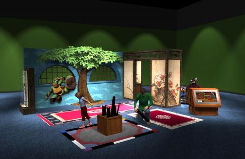 Preliminary concept digital model, Sewer Lair—the Dojo and Splinter’s Room